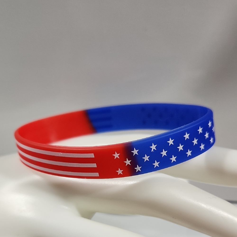 Memorial Day Stars And Stripes Silicone Wrist Bracelet